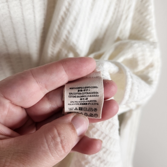 Free People We The Free top womens XS Ivory White Wildcat thermal waffle knit - Picture 4 of 7
